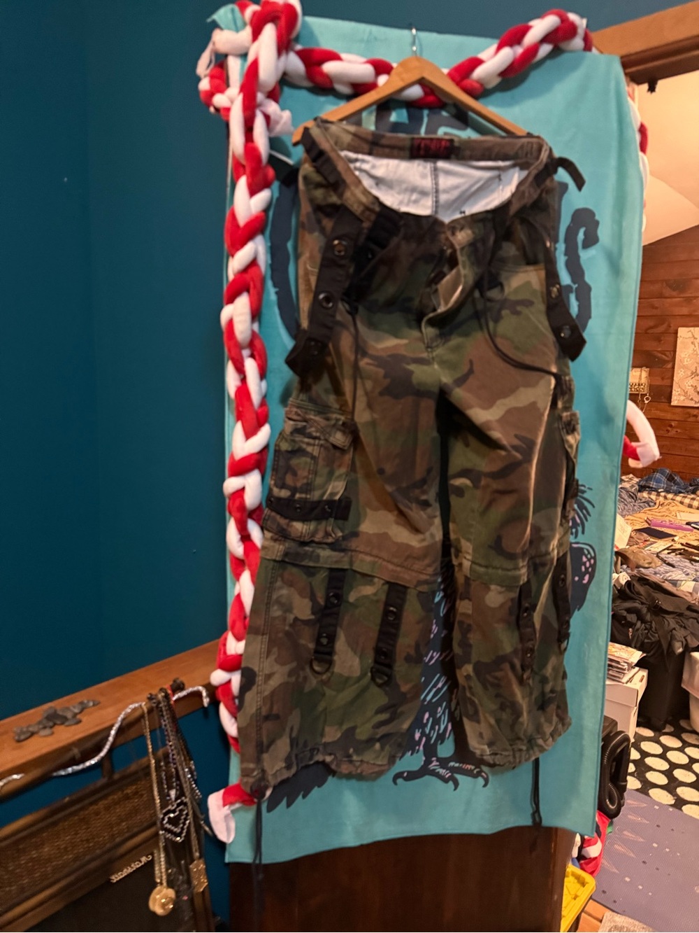 Tripp NYC Camo Green Men’s Cargo Shorts with Straps